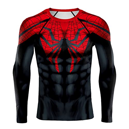 Color Cosplayer Mens Spiderman Long Sleeve Compression Shirts 3D Print Pattern Fitness Sports Shirt Gym T-Shirt cover