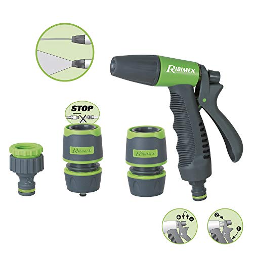 Kit d mit Pistolenbewässerung – Armaturen – Hahnanschluss 1/2 -3/4 auf Karton