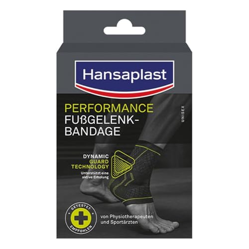 Hansaplast Performance Fußgelenk-Bandage, Sprunggelenkbandage stabilisiert & entlastet das Gelenk, Knöchelbandage für rechtes & linkes Fußgelenk unterstützt die aktive Erholung, Größe L/XL