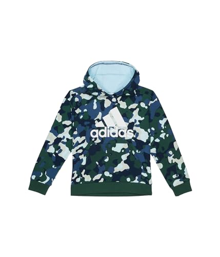 adidas Boy's Camo All Over Print Hooded Pullover (Big Kids) Navy/Green XL (18-20 Big Kids)