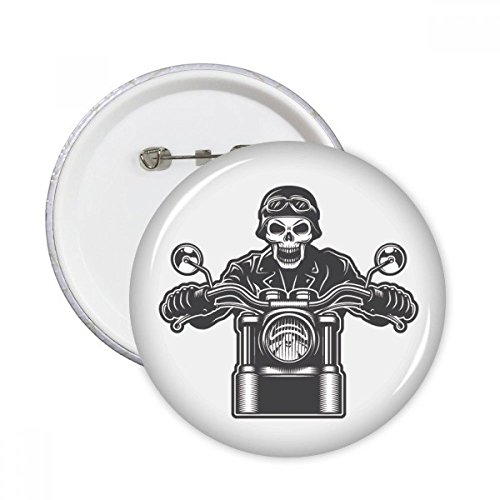 Badge moto Skeleton multicolore grand format avec épingle robuste pour tissu épais