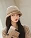 Classic Felt Fedora Hat for Women 2025 Fall Winter Soft Elegant Bow Bucket Hat Cozy Short Brim Cap 2025 Khaki