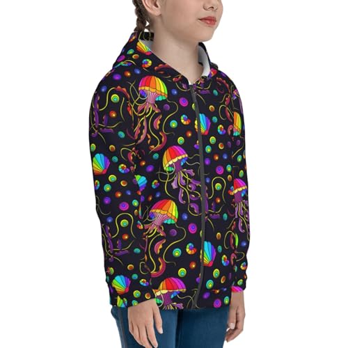 Rainbow Jellyfishes Kid Hoodies Boys Zip Up Sweatshirts Girls Pullover with Pocket4
