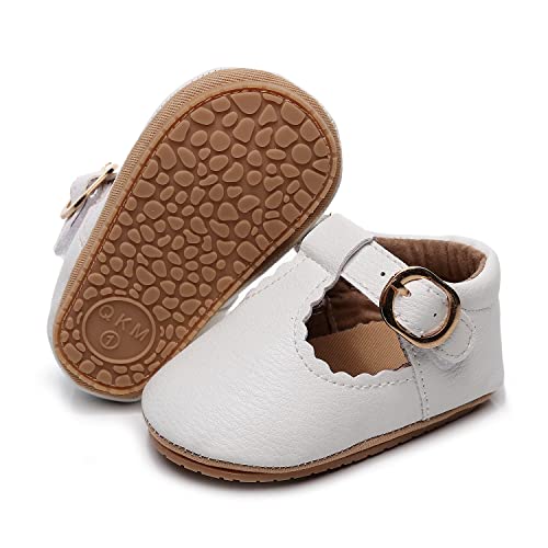 Image of HONGTEYA Infant Baby Girls Mary Jane Flats Non Slip for Toddler First Walkers Soft Sole PU Leather Crib Shoes Sneaker Wedding Party Christmas Princess Dress Shoes Baby Moccasins Girls