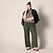 Amazon Essentials Women's Linen Blend Drawstring Relaxed Fit Wide Leg Pant (Available in Plus Size), Dark Olive, X-Large