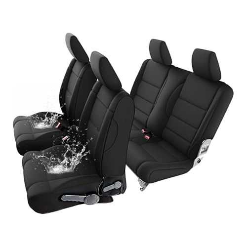 Image of GIANT PANDA Neoprene Seat Covers for Jeep Wrangler JK 2-Door (2007-2010), Neoprene UV&Waterproof, Foam Padded Wrangler Seat Covers 2-Door Full Set(Black)