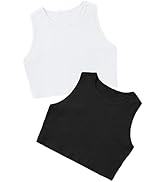 Mebius Girls Crop Top Ribbed Knit Kids Cropped Tank Tops Sleeveless Round Neck Racerback Casual C...
