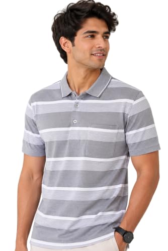Image of SANE ORIGINALS Half Sleeve Polo T-Shirt for Men with Pocket || Stripe Collar and Pocket T-Shirt for Men Half Sleeves
