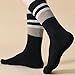 GETRICHH Men'S Socks 5-Pair Men'S Fashion Striped Thick Soft Comfortable Long Five-Toe Socks-Grey
