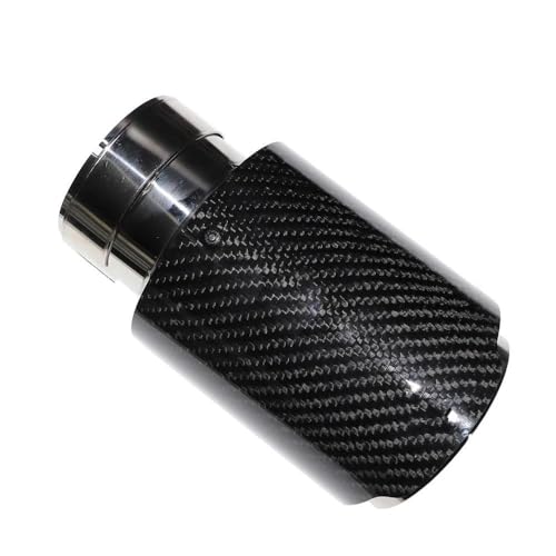 Tubo de escape universal 60-89 de fibra de carbono brillante y acero inoxidable 5