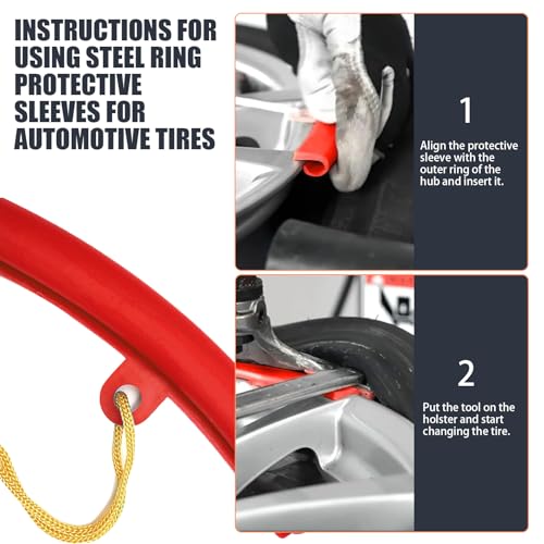 Sumjig 5 PCS Car Tire Change Steel Rim Protectors, 7.67\" Fixed Tire Rim Thickened Protective Cover, Car Wheel Removal Anti-Scratch Accessories, Universal for Most Cars (Blue) - Thumbnail 5