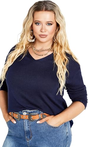 Image of AVENUE Women's Plus Size Clare V Neck Sweater