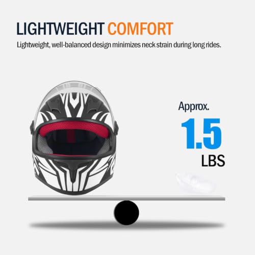 Image of Kids Motorcycle Helmet Full Face DOT Approved | Lightweight Child ATV Electric Dirt Bike Go-Kart Quad 4-Wheeler Mini Motorcycle Street Racing Helmet for Boy Girl Age 5-10
