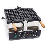 Commercial Waffle Skewer Maker 1600W 3-Grid Nonstick Electric Bubble Waffle Ball Machine Double-heating Stainless Steel Bubble Waffle Stick...