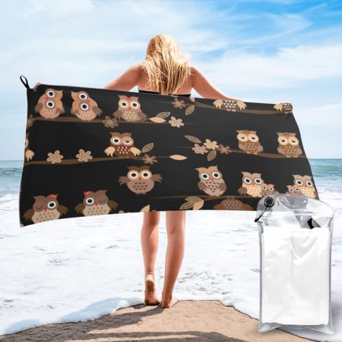Toalla de baño con búhos marrones: absorción rápida para playa 2