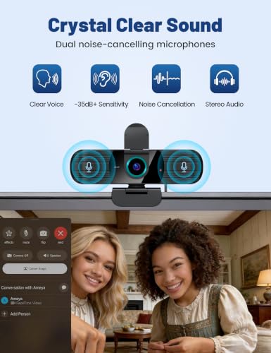 Image of Pro QHD 2K /60fps Webcam with Tripod, External USB Camera for PC /Laptop | Dual noise-cancelling mics | Auto-focus | Wide-angle | Low-light correction | 360 rotation | CMOS sensor | Plug and Play