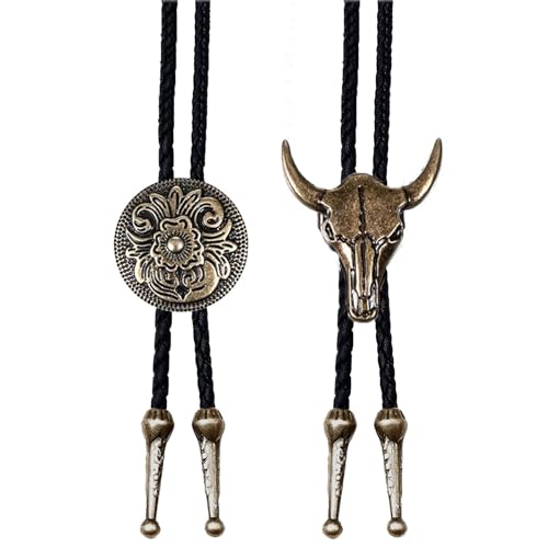 JOOTUEPO Bolo Cravatta, Set di 2 Cravatte Bolo in Pelle Intrecciata con Pendente, Cravatta di cuoio nera per uomo e donna, vintage in pelle/fatta a mano, per Occasioni Formali/Casual/Accessori