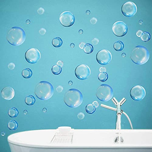 Under The Sea Bubble Cutout Kid's Birthday Party Decoration Bubbles Wall Decal Sticker Ocean Background Decor Water Soap Bubble Bath Bedroom Table Decor Little Mermaid Baby Shower Party Supplies… (Blue) #TOP2