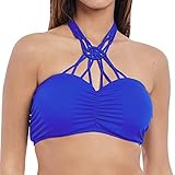 Freya Womens Macrame Underwire Padded Bandeau Bikini Top, 36DD, Cobalt