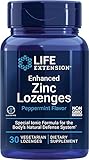 Life Extension, Enhanced Zinc Lozenges (Zink-Lutschtabletten), mit Pfefferminz-Geschmack, 30 vegane Lutschtabletten, Laborgeprüft, Glutenfrei, Vegetarisch, Sojafrei, Ohne Gentechnik