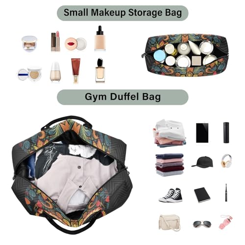 Large Travel Duffel Bag, Happy Mexican Skull Sports Tote Gym Bag, Shoulder Weekender Overnight Bag for Women Men, Carry On Luggage with Toiletry Bags4