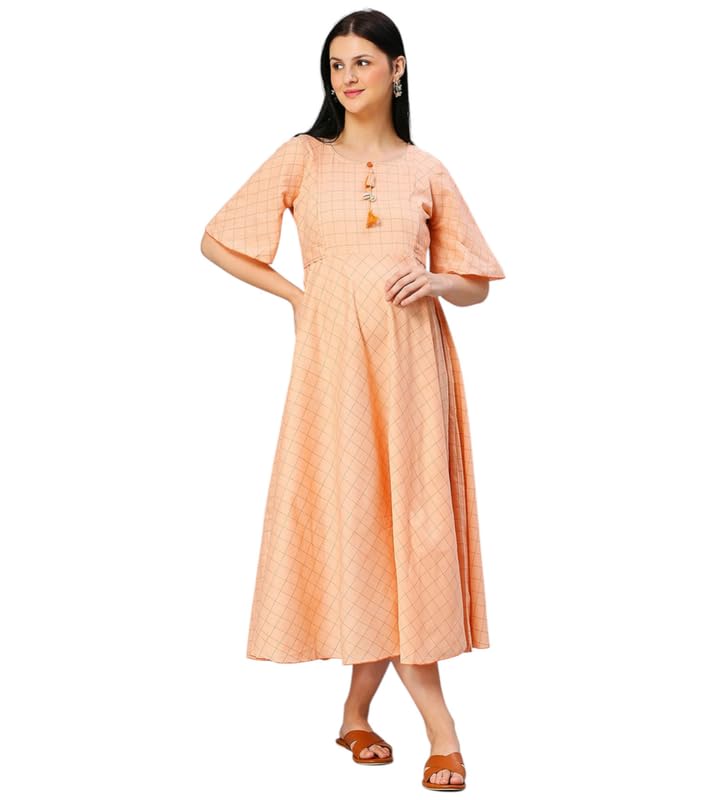 Image of DUMMY SHAPE Women's Rayon Anarkali Maternity Dress & Feeding Kurti with Zippers