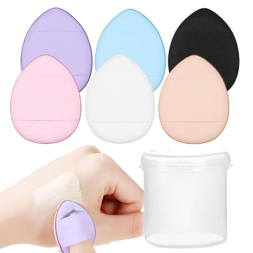 Esponja de maquillaje para dedos, aplicador cosmético facial, juego de 6 – Esponja de maquillaje para base, polvo facial, ajuste debajo de los ojos, herramienta cosmética