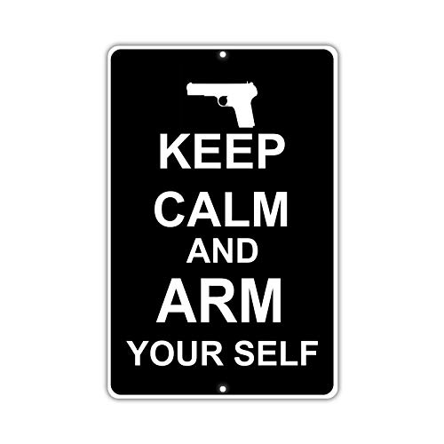 SIGNCHAT Keep Calm and Arm Your Self ���^�� �A���~�j�E�� �T�C�� ���^�� �|�X�^�[ �E�H�[���A�[�g ���� �u���L�Ŕ� 8X12�C���`