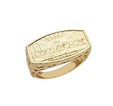 AMZ Jewelry 10K Yellow Gold Last Supper Ring Mens Last Supper Solid Gold Ring Size 7