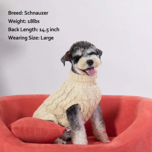 Kyeese Beige Dog Sweaters For Small Dogs With Golden Thread Turtleneck Pet Sweater For Cold Weather #TOP5