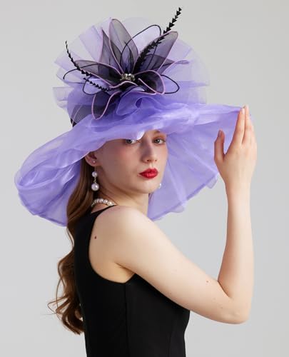 Sombrero femenino de organza para fiesta y boda miniatura 2