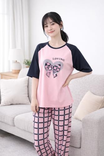 Image of Womens Night Dress Pajama Set Soft Stretchable Spandex Nightwear Night Suit Ladies Loungewear Sleepwear Two Piece Top and Pyjama Set for Women