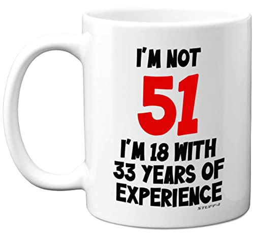 Regalos de cumpleaños 51 – Taza de cerámica de 11 onzas aptas para lavavajillas, regalos divertidos de broma para mujeres y hombres, regalos de 51 cumpleaños para mujeres y hombres de Stuff4