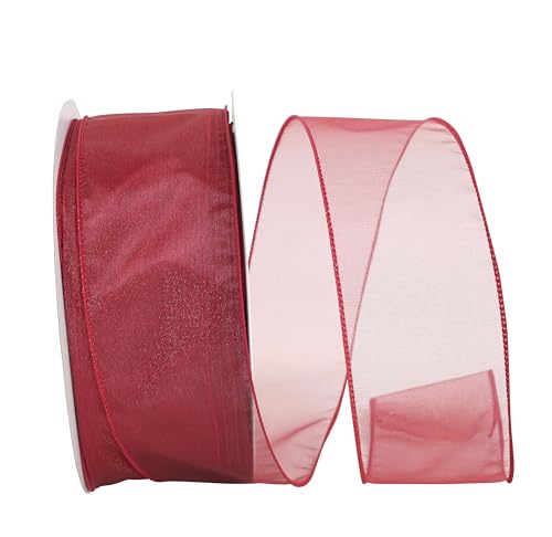 Reliant Ribbon 99908W-220-40K Sheer Lovely Value Wired Edge Ribbon, 2-1/2 Inch X 50 Yards, Rose Red