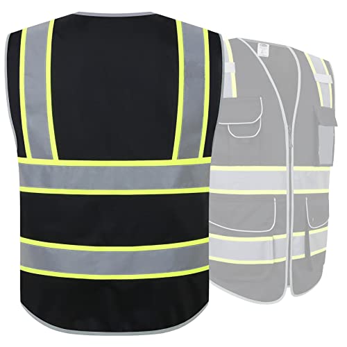 JKSafety 9 Pockets Class 2 High Visibility Zipper Front Safety Vest With Reflective Strips,Meets ANSI/ISEA Standards