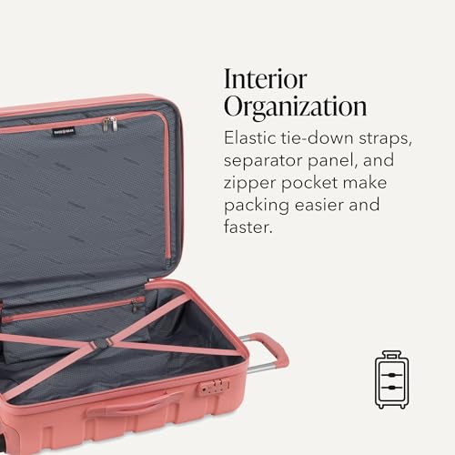Image of SWISSGEAR Signature Hardside Expandable Carry-On Spinner Luggage, ABS Construction, TSA-Friendly Lock, and Built-In Cupholder, Coral Almond, 19-Inch