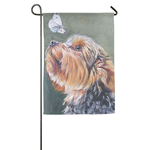 Garden Flags QQshiqI Initial Yorkie Dog Animal Funny Porch Yard House Garden Flags 12.5 x 18 Semi Transparent Polyester Fiber Emblemize
