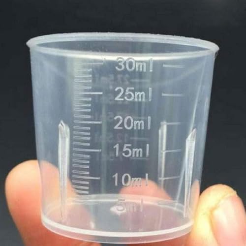 Image of 30ml Plastic Liquid Measuring Cups - Mini Clear Kitchen Medicine Cups Transparent Labs Graduated Beakers Baking Cooking Home Lab Measure Tool (10 Packs,1oz,Transparent)