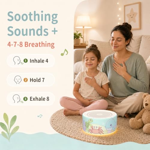 Image of Kipcush White Noise Machine for Baby & Adults, Sleep Sound Machine with 30 Soothing Sounds, 8-Color Night Light, Memory Function, White Noise for Sleeping, Nursery, Office, Travel, Relaxation