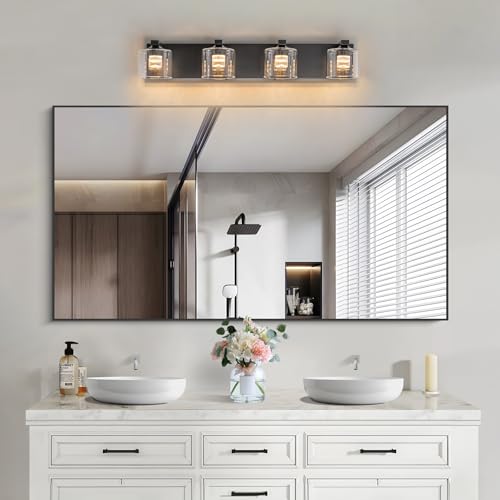 Image of foucasal LED Bathroom Vanity Lights, 5CCT Dimmable 2700K-4500K Vanity Light Fixtures Over Mirror, Modern Vanity Lighting for Bathroom Restroom Hallway Living Room (Black, 4-Light)