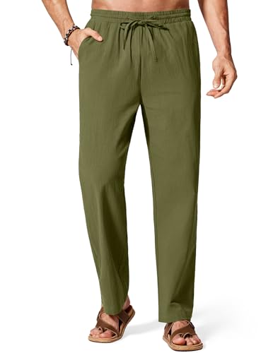 COOFANDY Men Casual Linen Pants Beach Summer Lightweight Pant