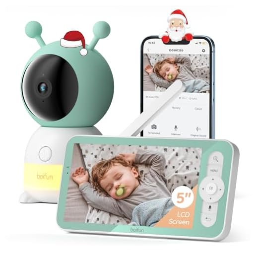 BOIFUN 2K 5" Camara Vigilancia Bebe, 355° PTZ Vigilabebes con Camara, Monitoreo de Movimiento y Seguimiento Automático, VOX, Monitor y Movil, Luz de Noche