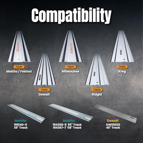 image for POWERTEC 71358 Track Saw Guide Rail Connector Set for Festool, Makita,