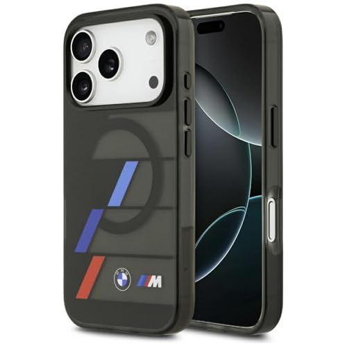 CG Mobile BMW M IML Boutons métalliques Lignes tricolores Compatible avec MagSafe Coque pour iPhone 17 Pro Max (Noir)