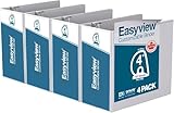 Easyview Premium, Angle D Ring, Customizable, View Binder, 4 Pack (4