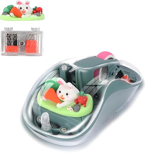 Image of elec Space Cute Wireless USB C Mouse - Bluetooth Triple Mode Rechargeable Cartoon Mouse for Laptops, iPads & MacBook Air /Pro - Silent Operation, Portable Design, Unique Magnetic Character (Green)