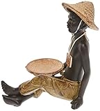 País de origen: china BETTER & BEST Q B&B Q BETTER & BEST Figura Decorativa de niño Africano Sentado con Bandeja Pastel y, Negro, Medidas 11x15x16 cm, Material: Resina, Amarillo, Talla única