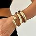 Lyithary 3PCS Chunky Gold Bracelets for Women Trendy Wide Wrist Cuff Bracelets Stack Waterdrop Bangle Fashion Jewelry Gift