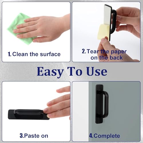 Image of Adhesive Cabinet Handles, Self-Stick Instant Cabinet Handles Alloy No Drilling Push Pull Handles Helper for Kitchen Cabinet Drawer Window Sliding Closet (Plastic Small, 4 Pcs)