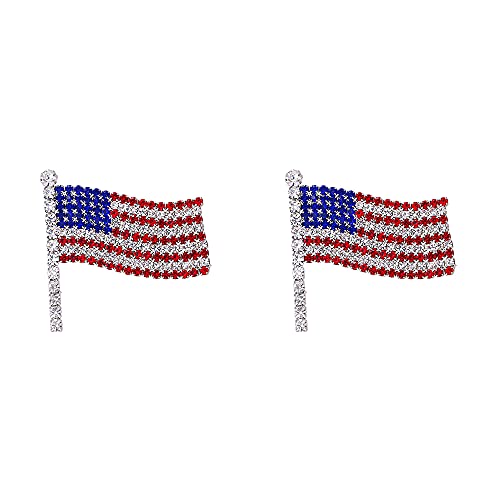Image of Fashion Enamel Brooch Pin Set Rhinestone Patriotic Independence Day 4th of July American Flag Brooch for Clothes Bags Backpacks